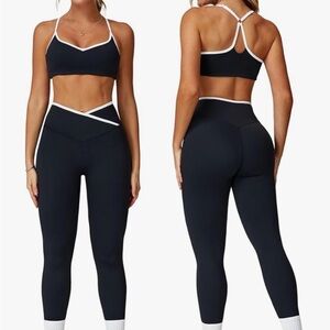 Women's Black and White Activewear Set
